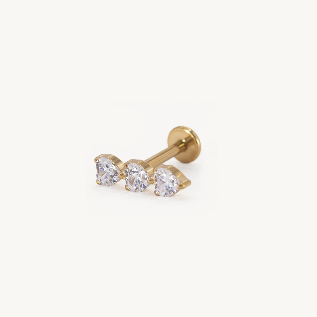 Triple heart sparkle gold
