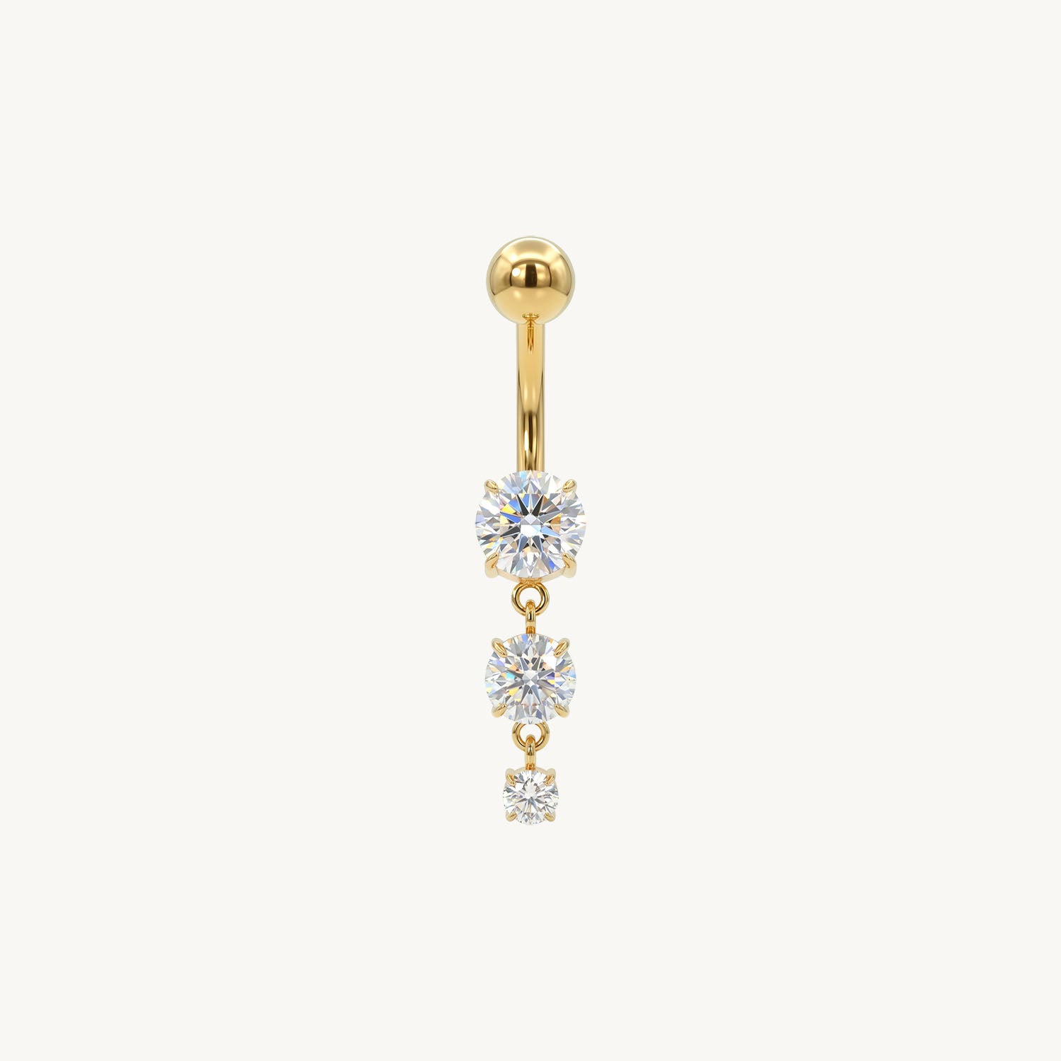 Triple crystal navel gold