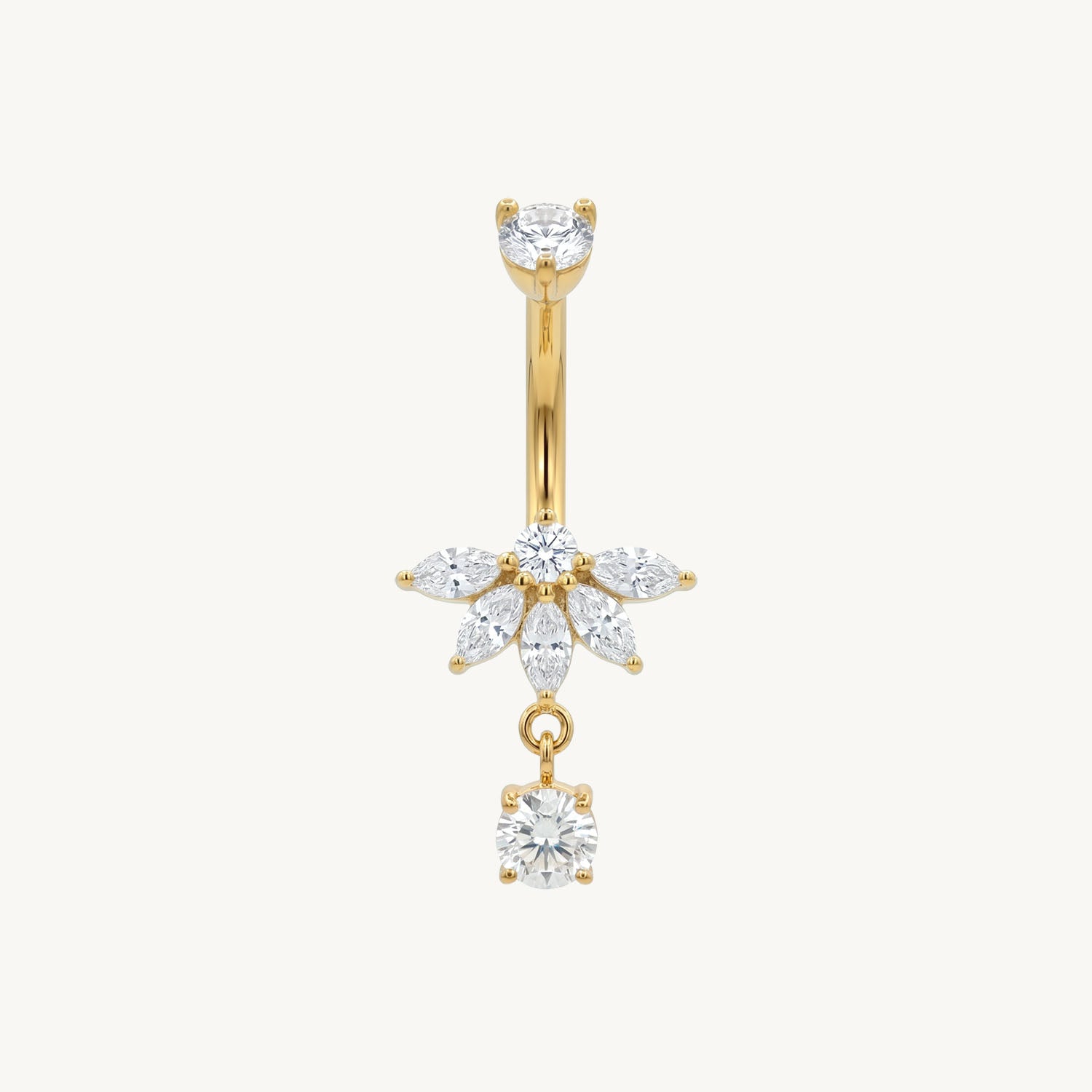 Flower crystal navel gold