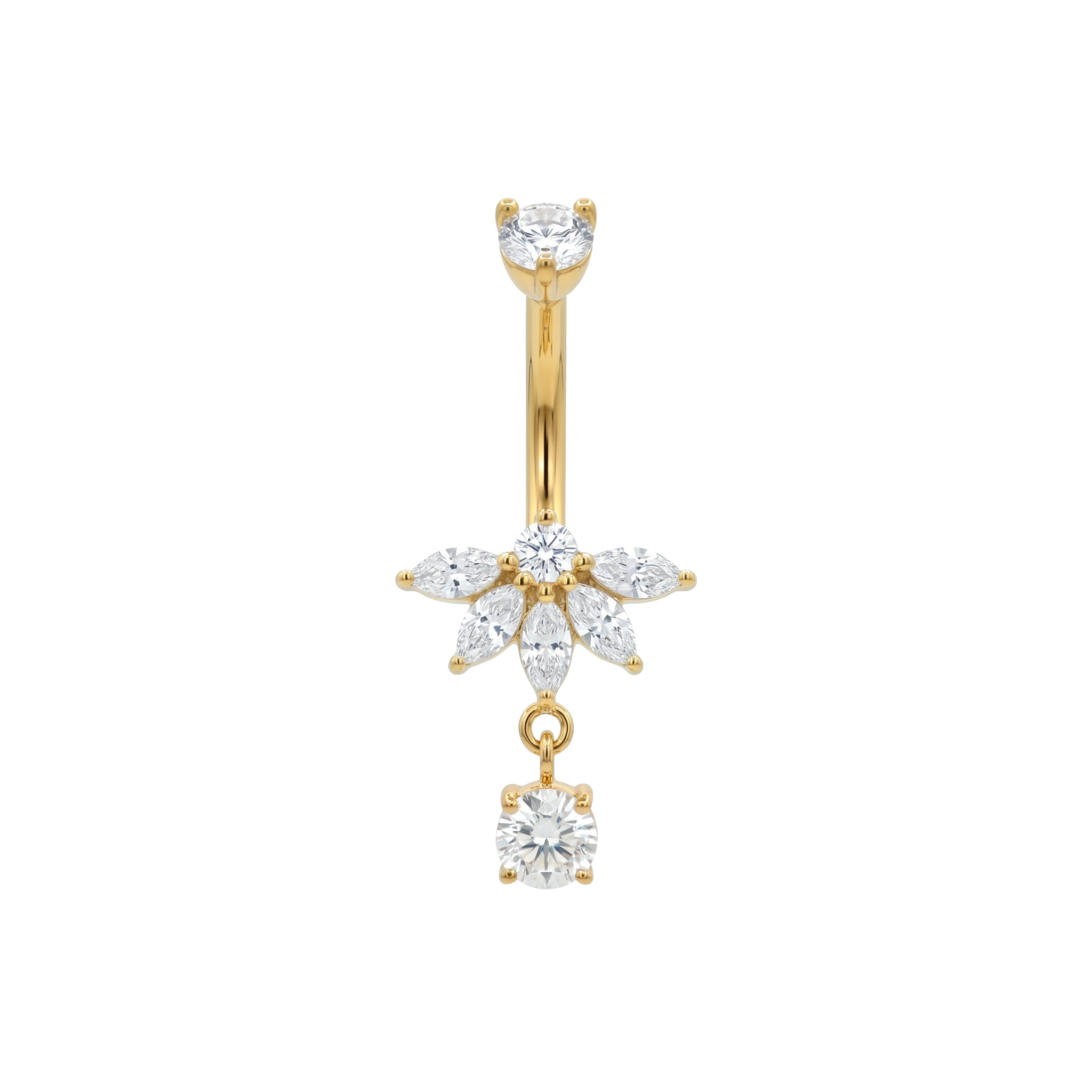 Flower crystal navel gold