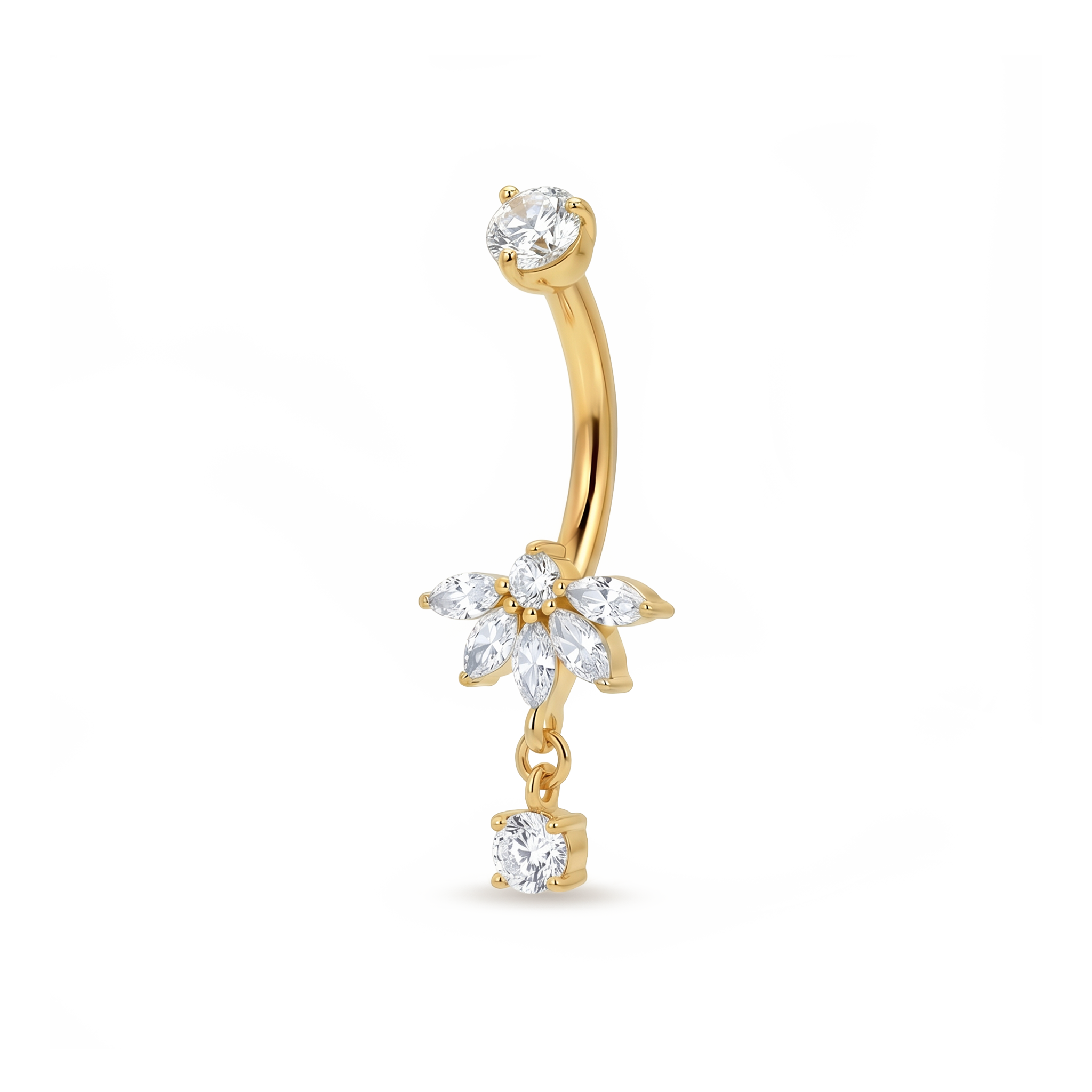 Flower crystal navel gold