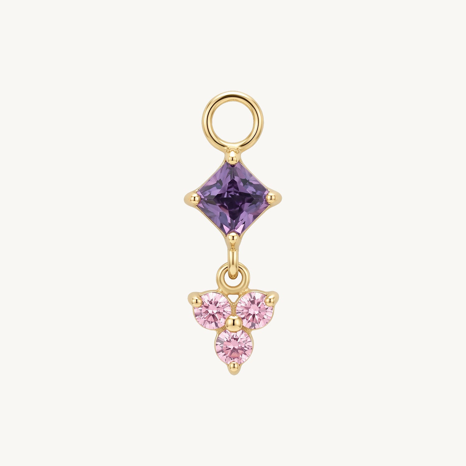 Purple blossom charm gold