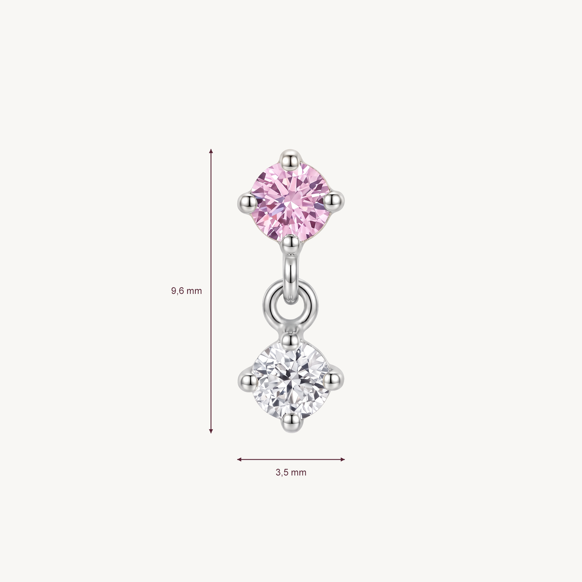 Double sparkle pink afmetingen in millimeters