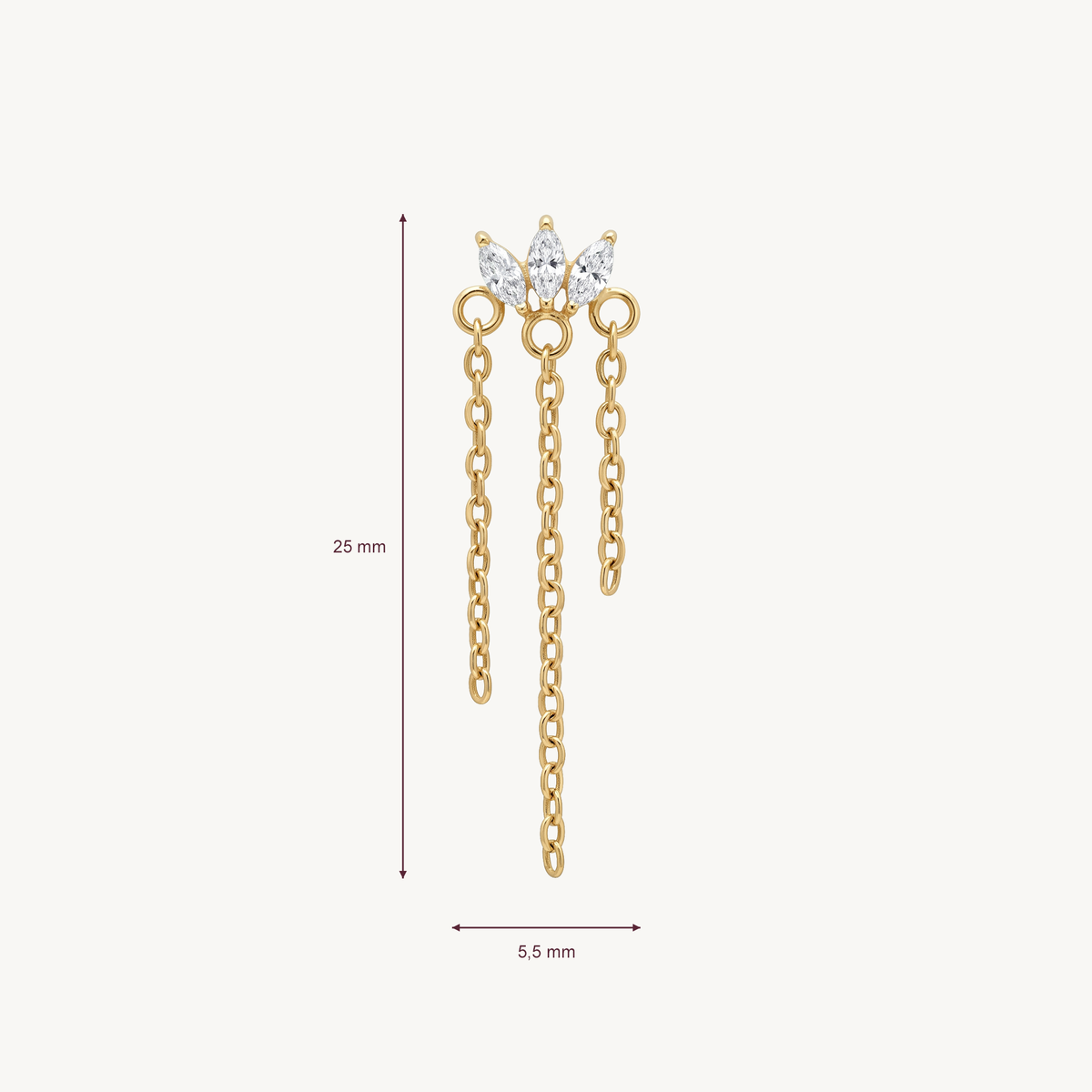 Triple drop gold afmetingen in millimeters