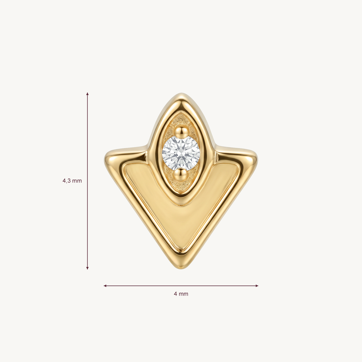 Diamond frame gold afmetingen in millimeters