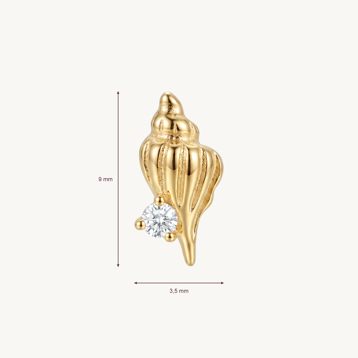 Shell glow gold afmetingen in millimeters