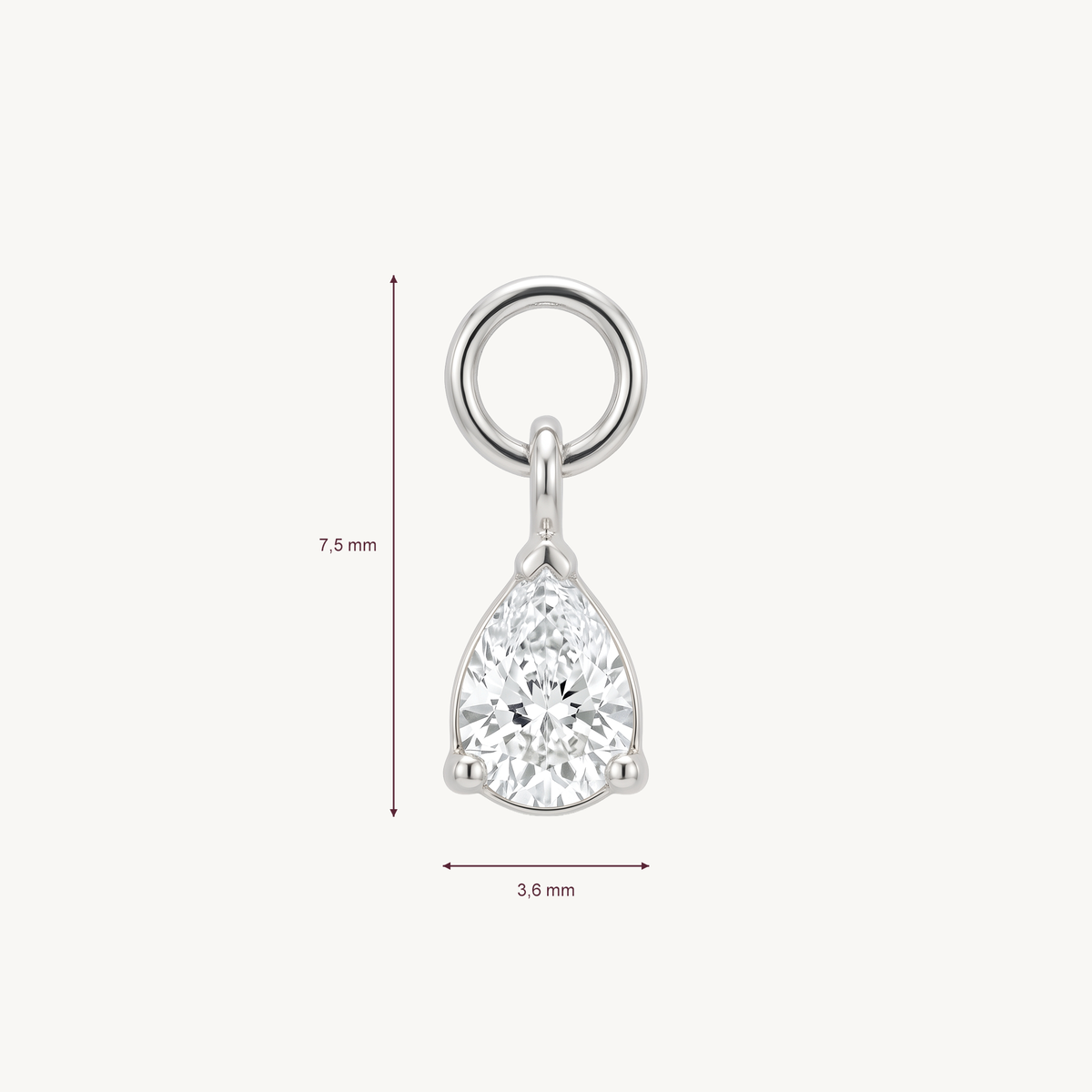 Dew charm afmetingen in millimeters