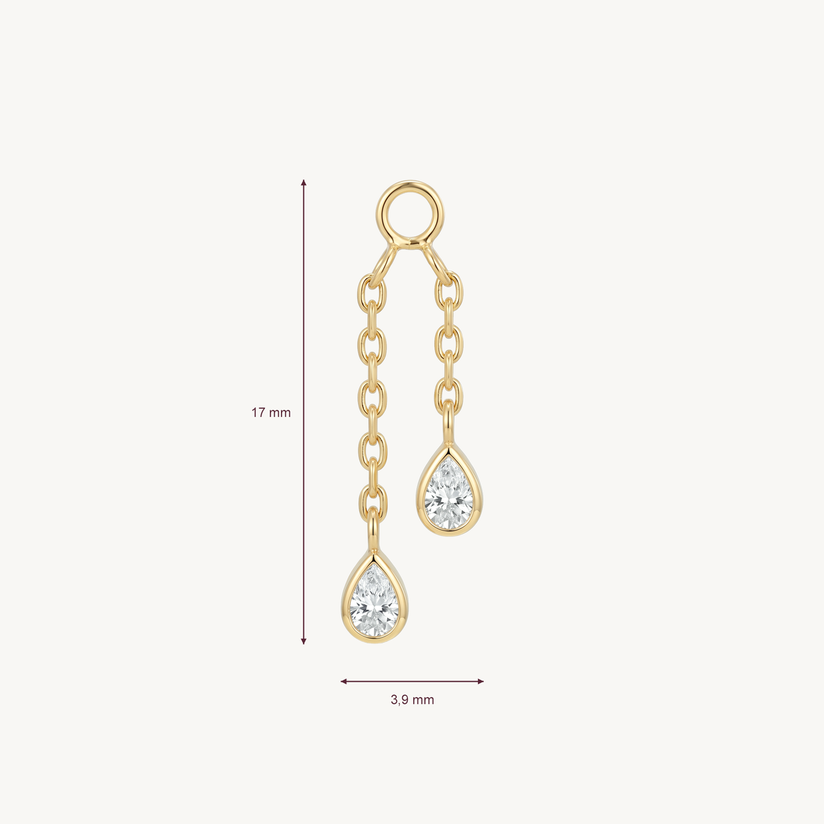 Delicate rain gold afmetingen in millimeters