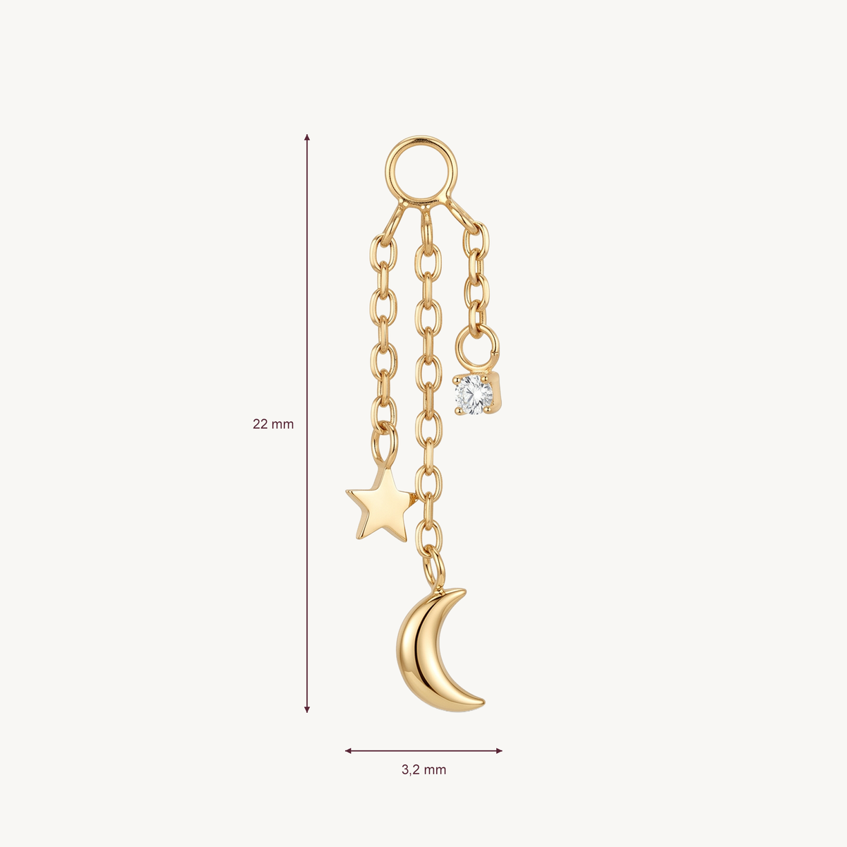 Moonlit fringe gold afmetingen in millimeters