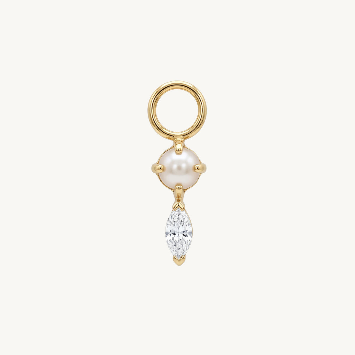 Pearl marquise charm gold – FRONT