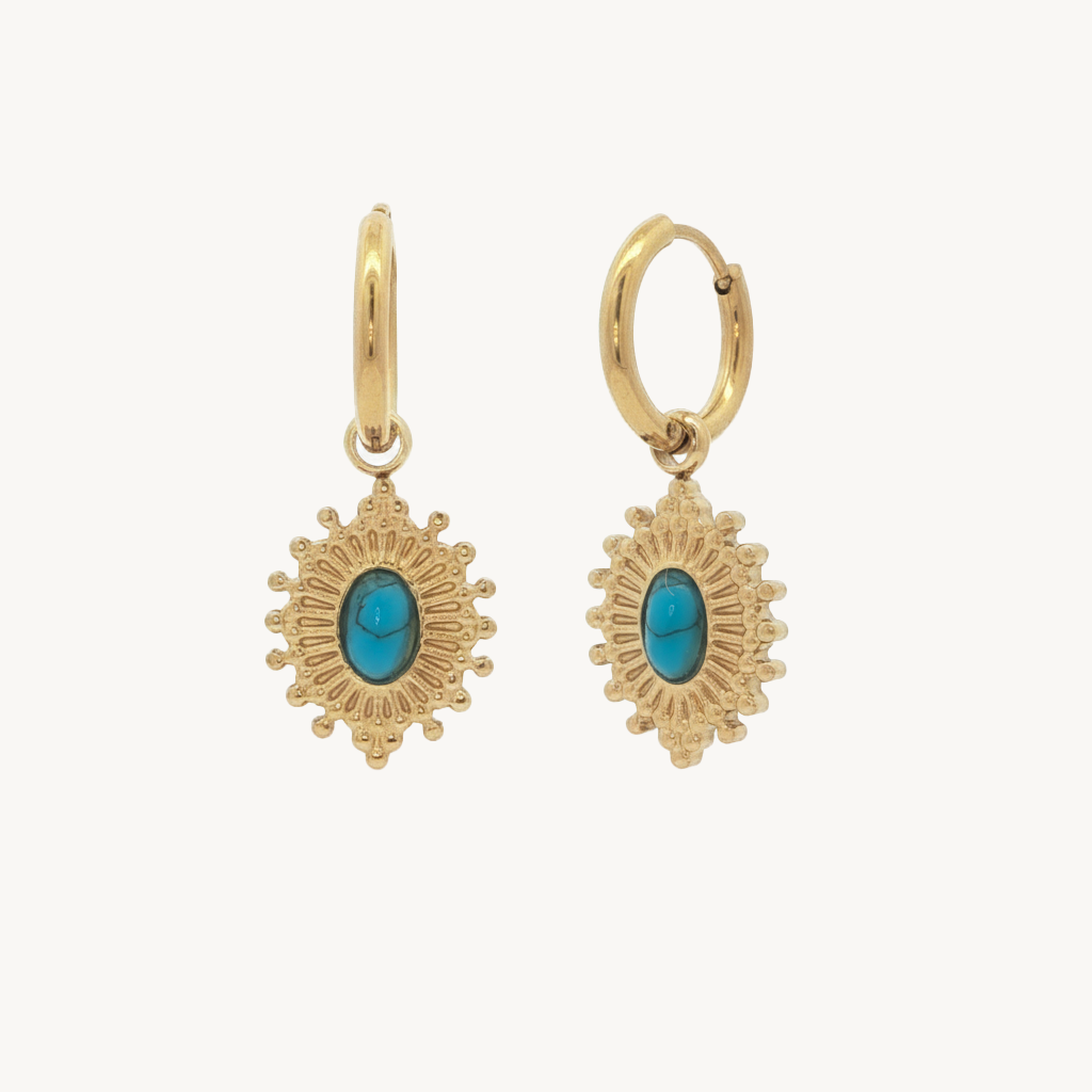 Blue star earrings gold