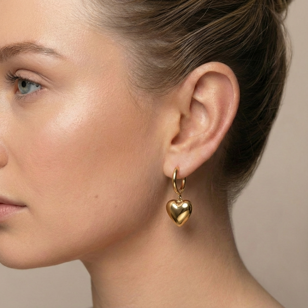 Big heart earrings gold