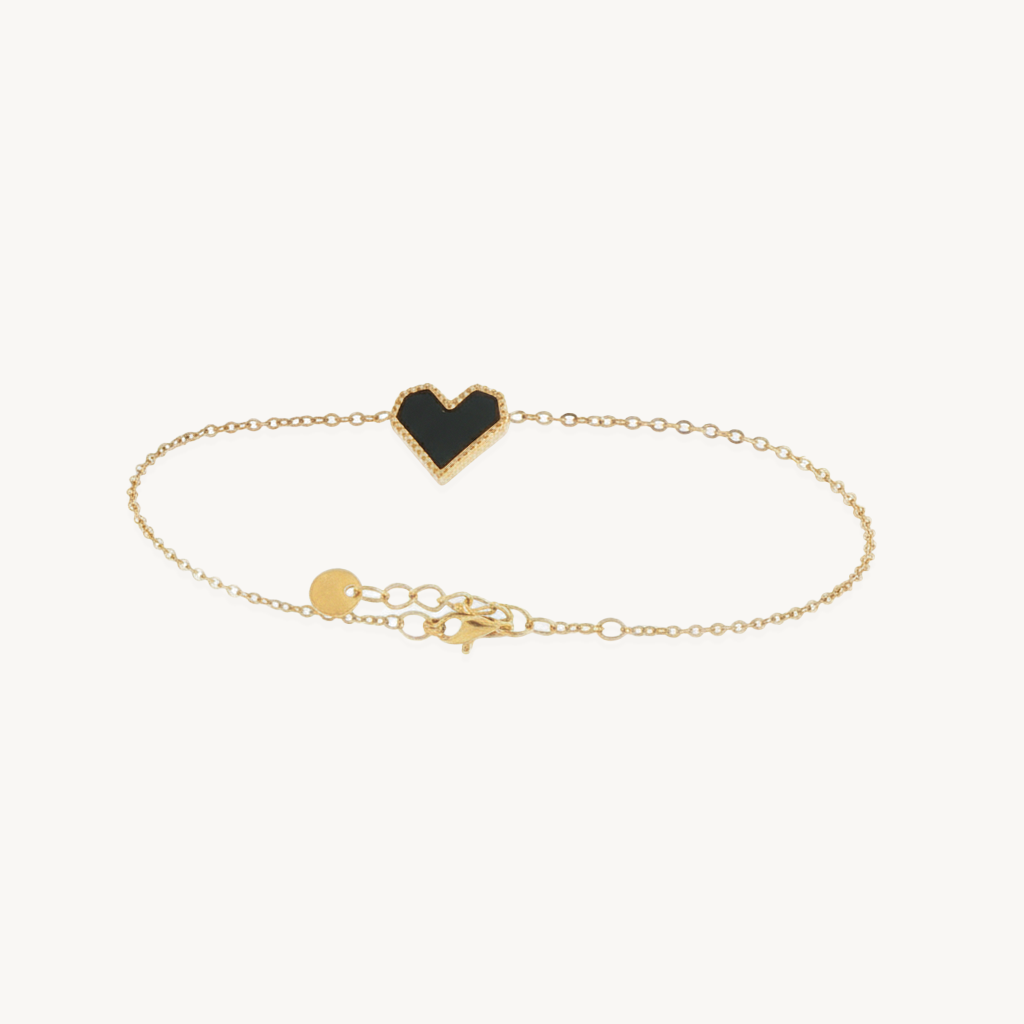 Black heart bracelet gold