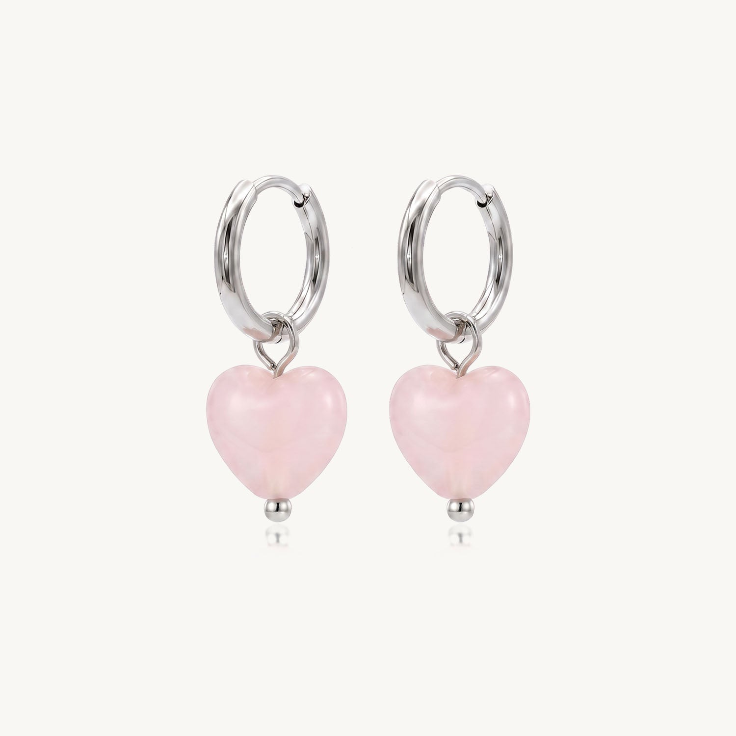 Heart stone hoops silver