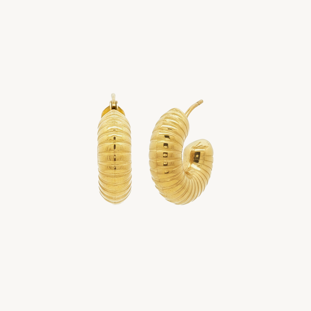 Bold ribbed hoops gold