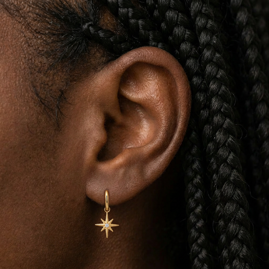 Star charm hoops gold