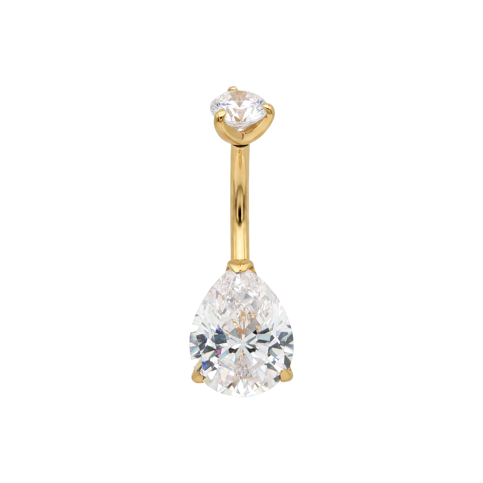 Crystal triangle navelpiercing gold