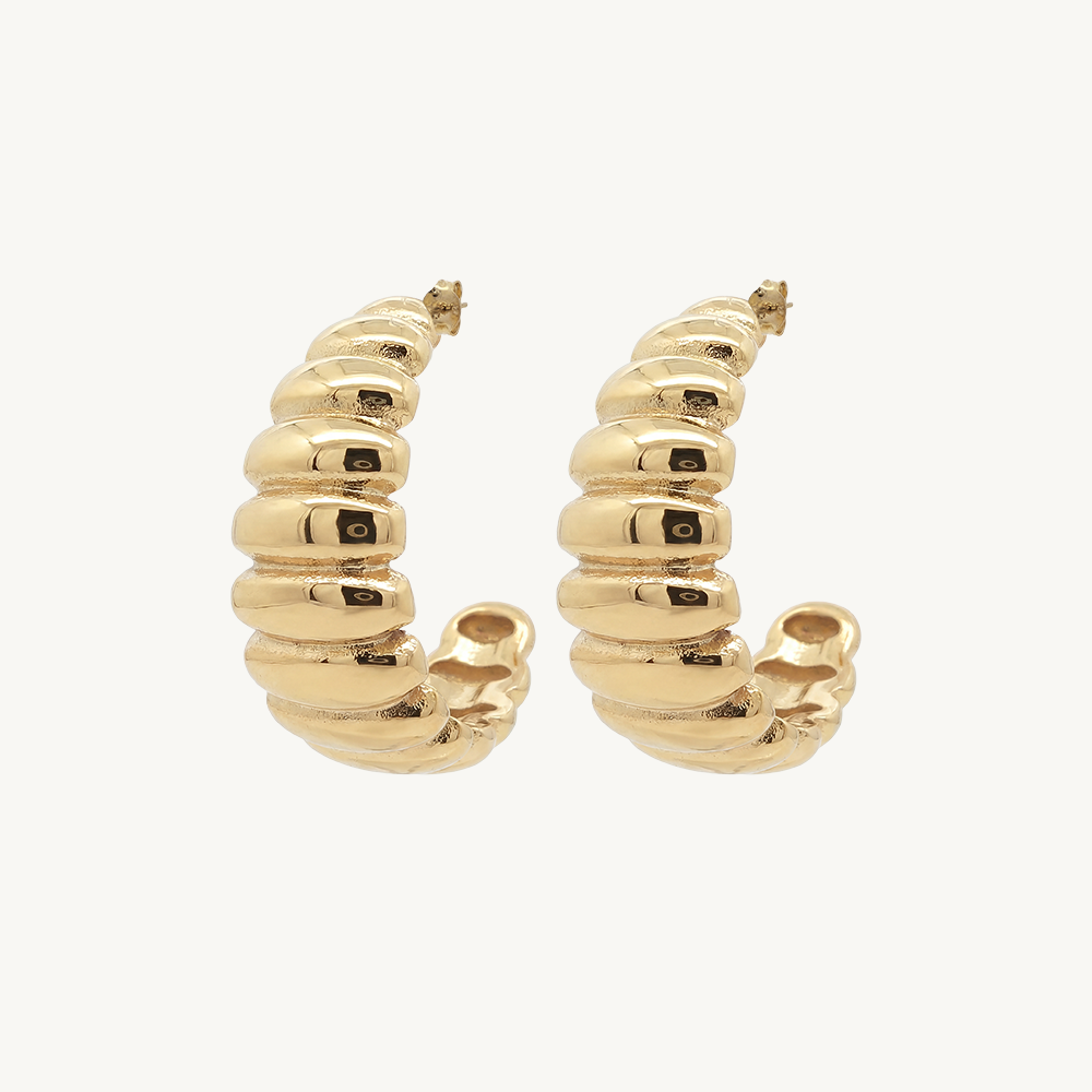 Ribbed earrings gold