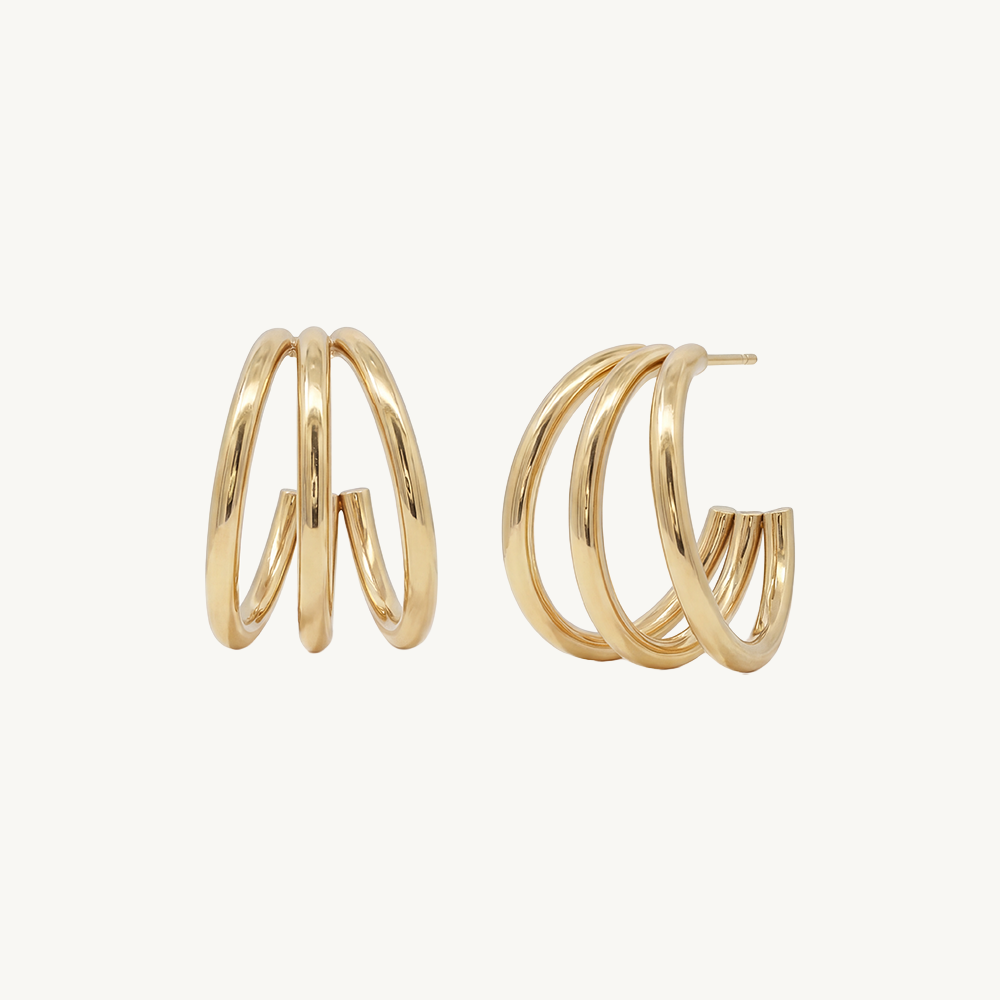 Triple wide hoops gold