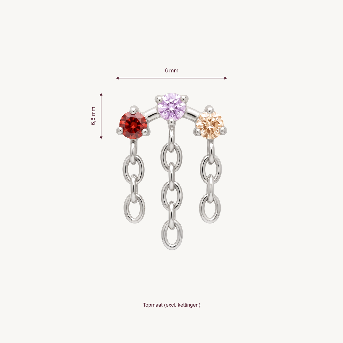 Lumi chains – Topmaat 6 mm breed, 6,8 mm hoog, exclusief kettingen
