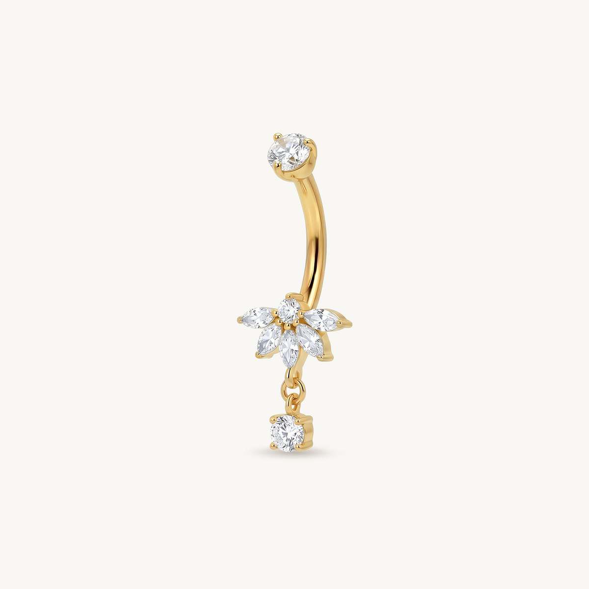 Flower crystal navel gold – SIDE