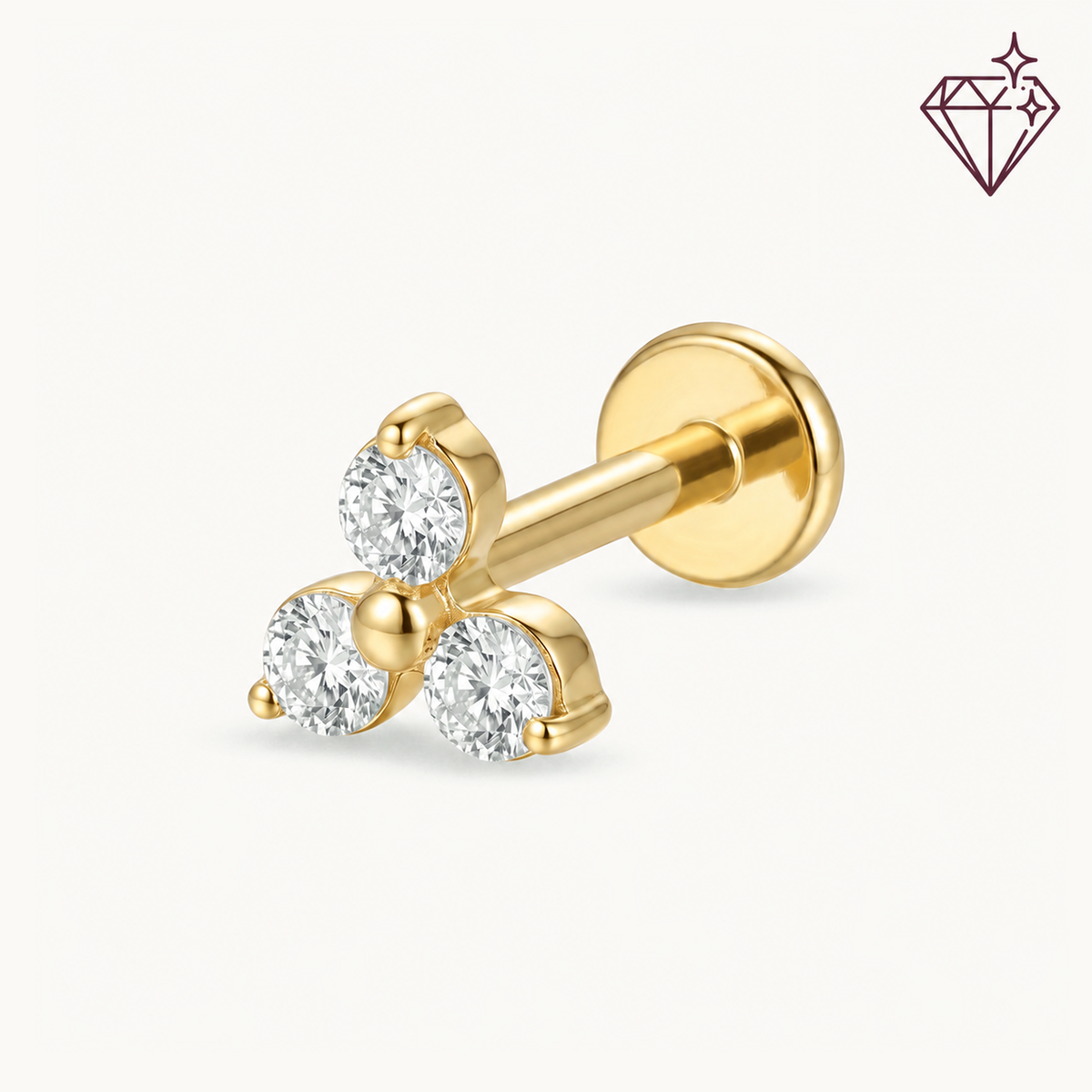 Lab grown trio diamond gold – SIDE