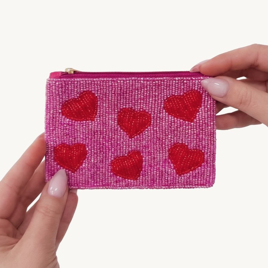 Beaded purse hearts