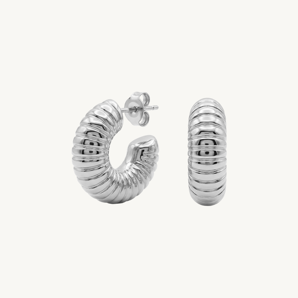 Bold ribbed hoops silver