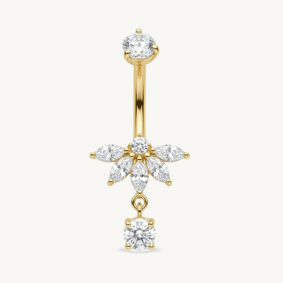 Flower crystal navel gold