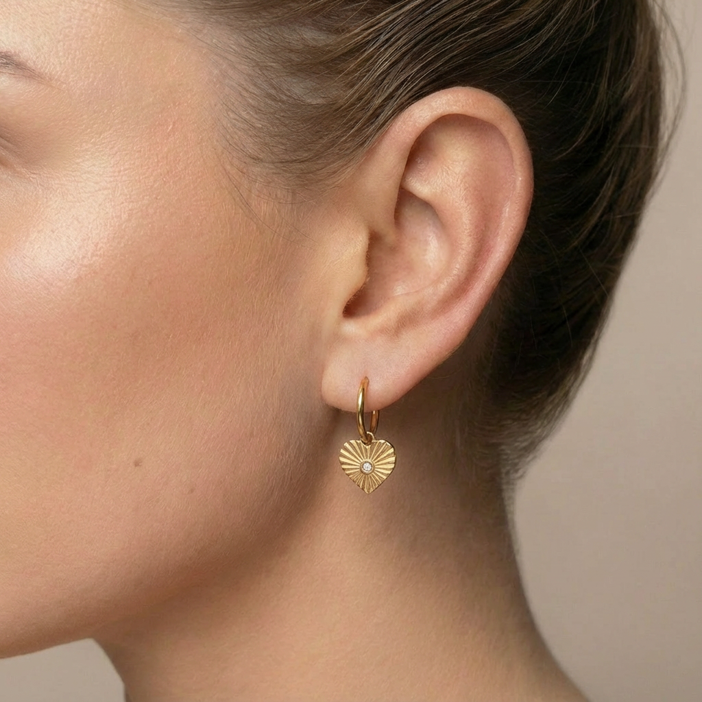 Radiance heart hoops gold