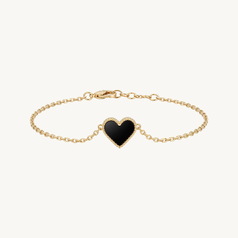 Black heart bracelet gold