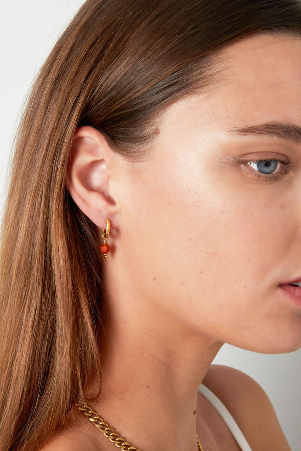 Earrings with stone January - gold/brown