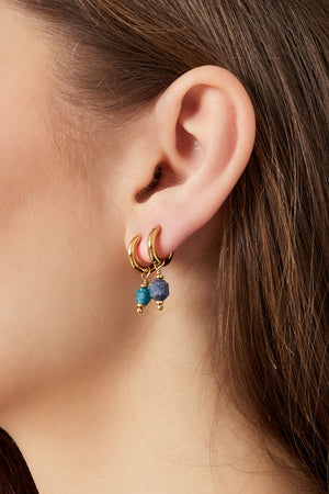 Earrings with stone March - gold/mint