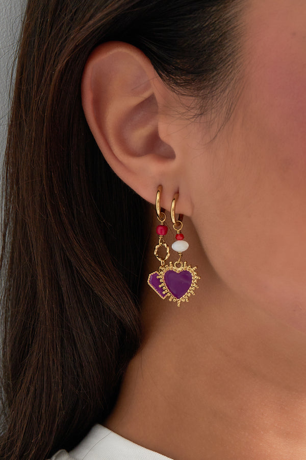 Earrings power love - purple