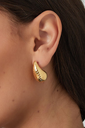 Drop earrings with structure large - Gold color