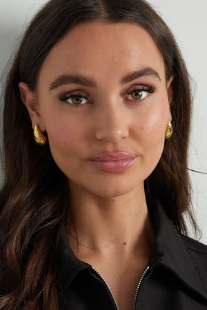 Drop earrings with structure large - Gold color