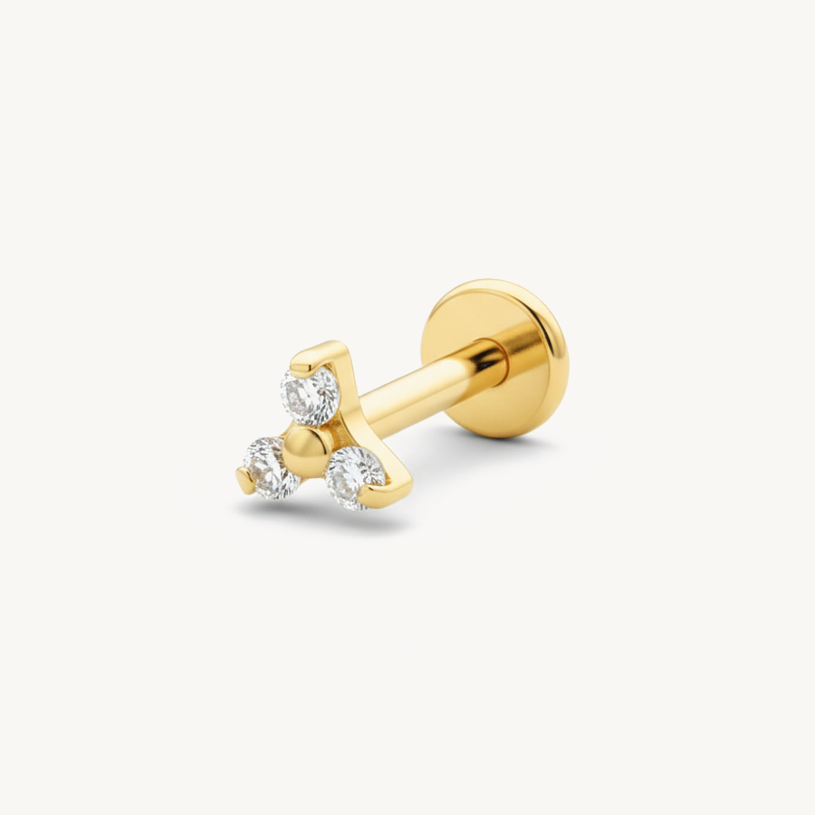 Clear floral beads gold