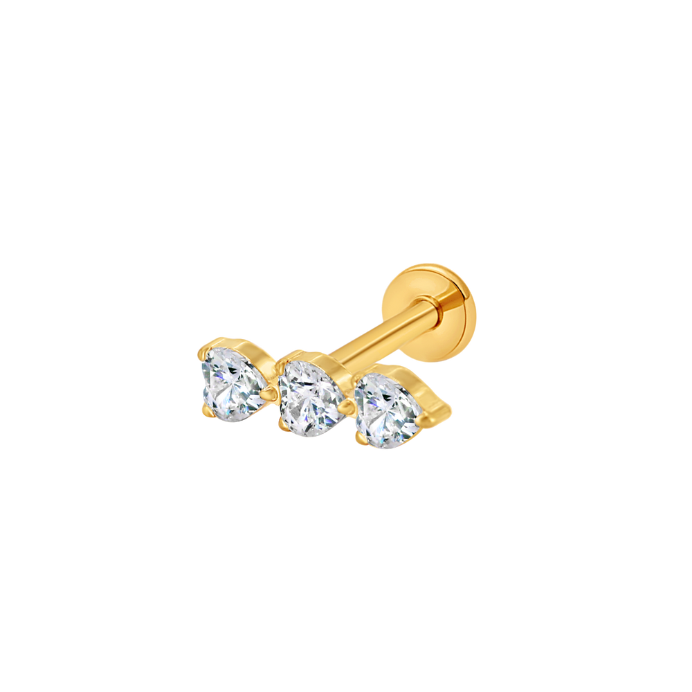 Triple heart sparkle gold