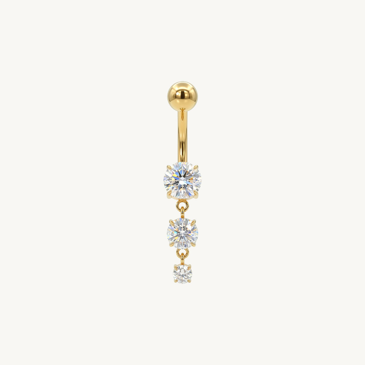 Triple crystal navel gold