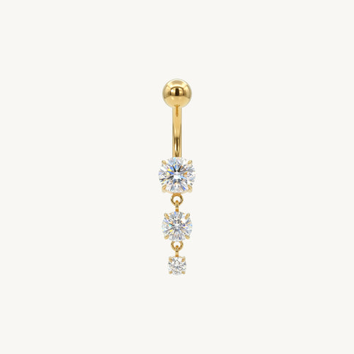 Triple crystal navel gold