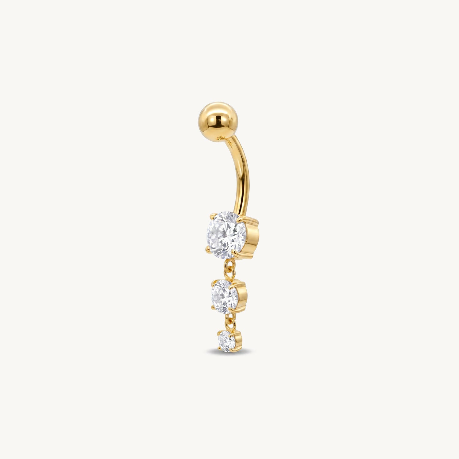 Triple crystal navel gold