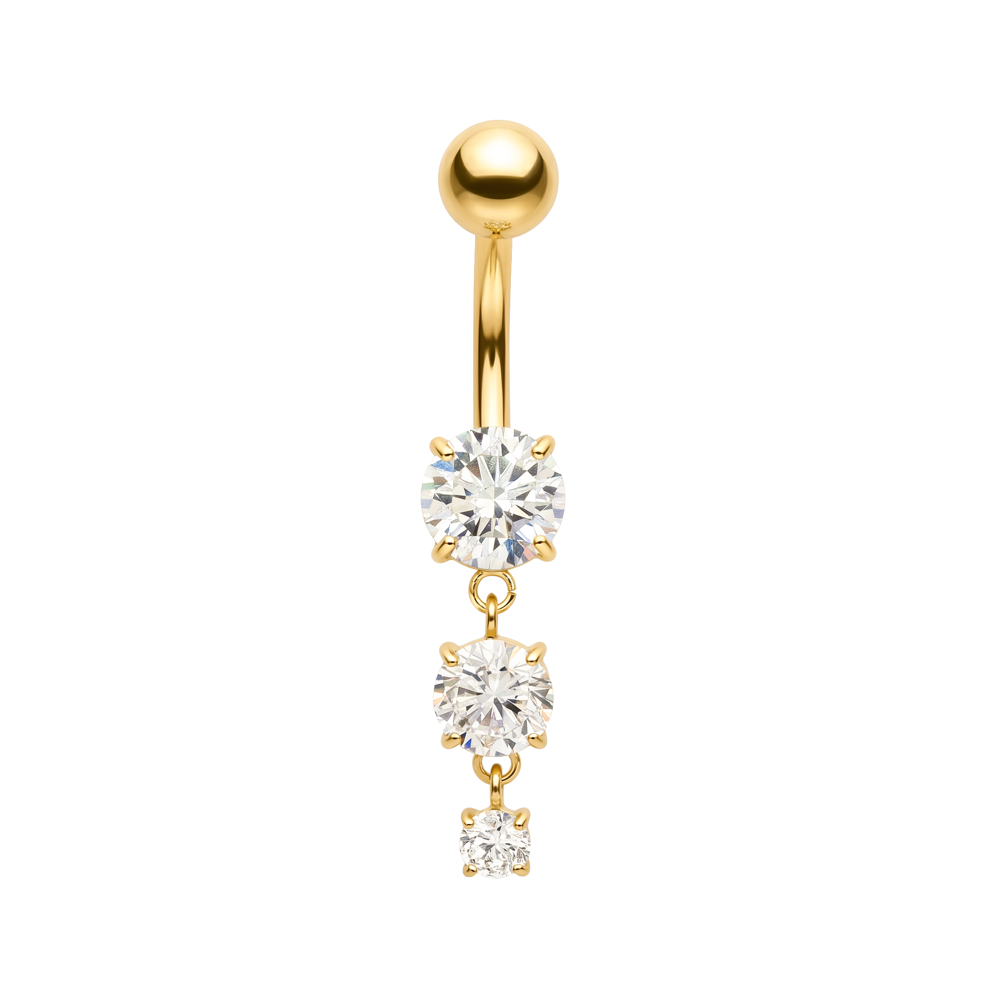 Triple crystal navel gold