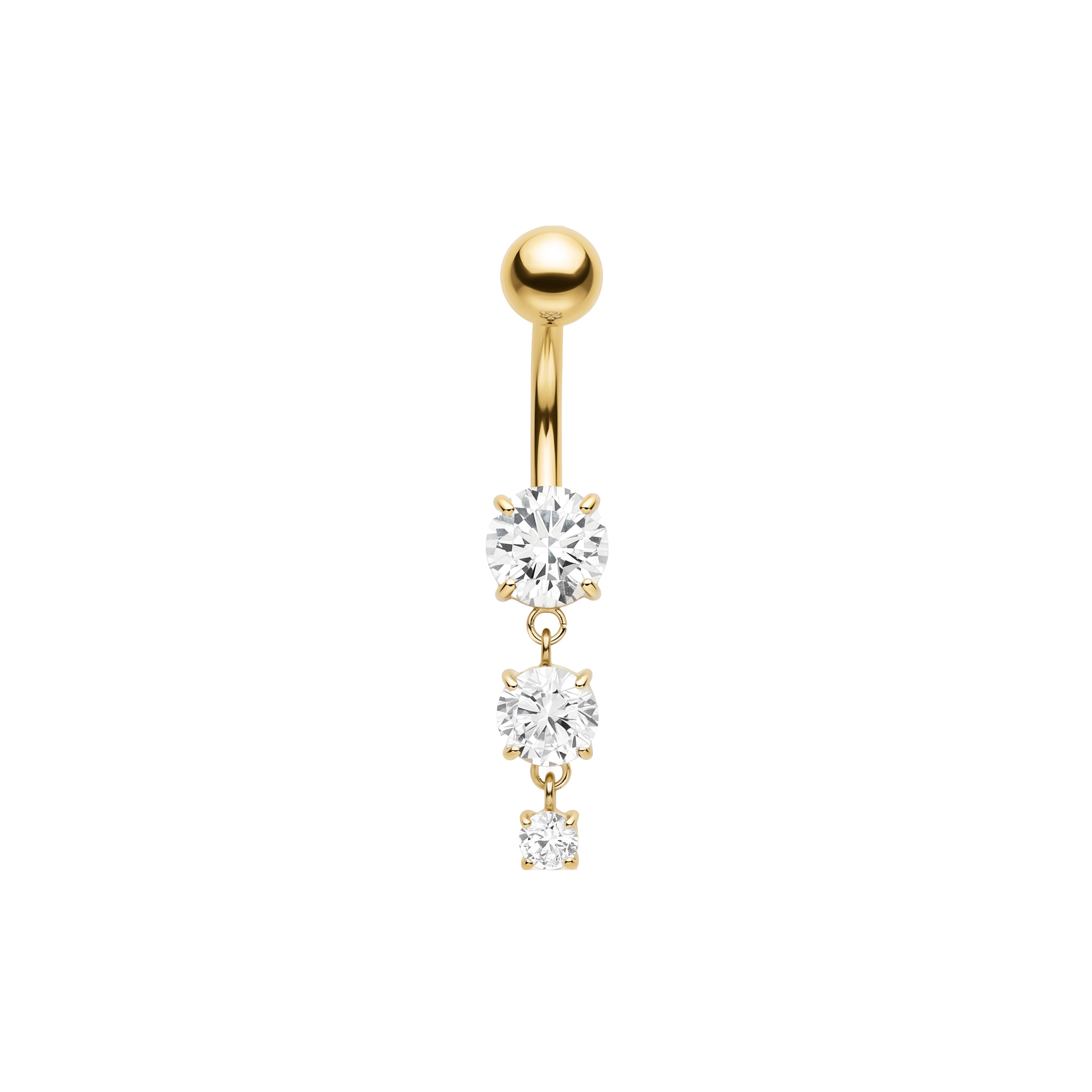 Triple crystal navel gold