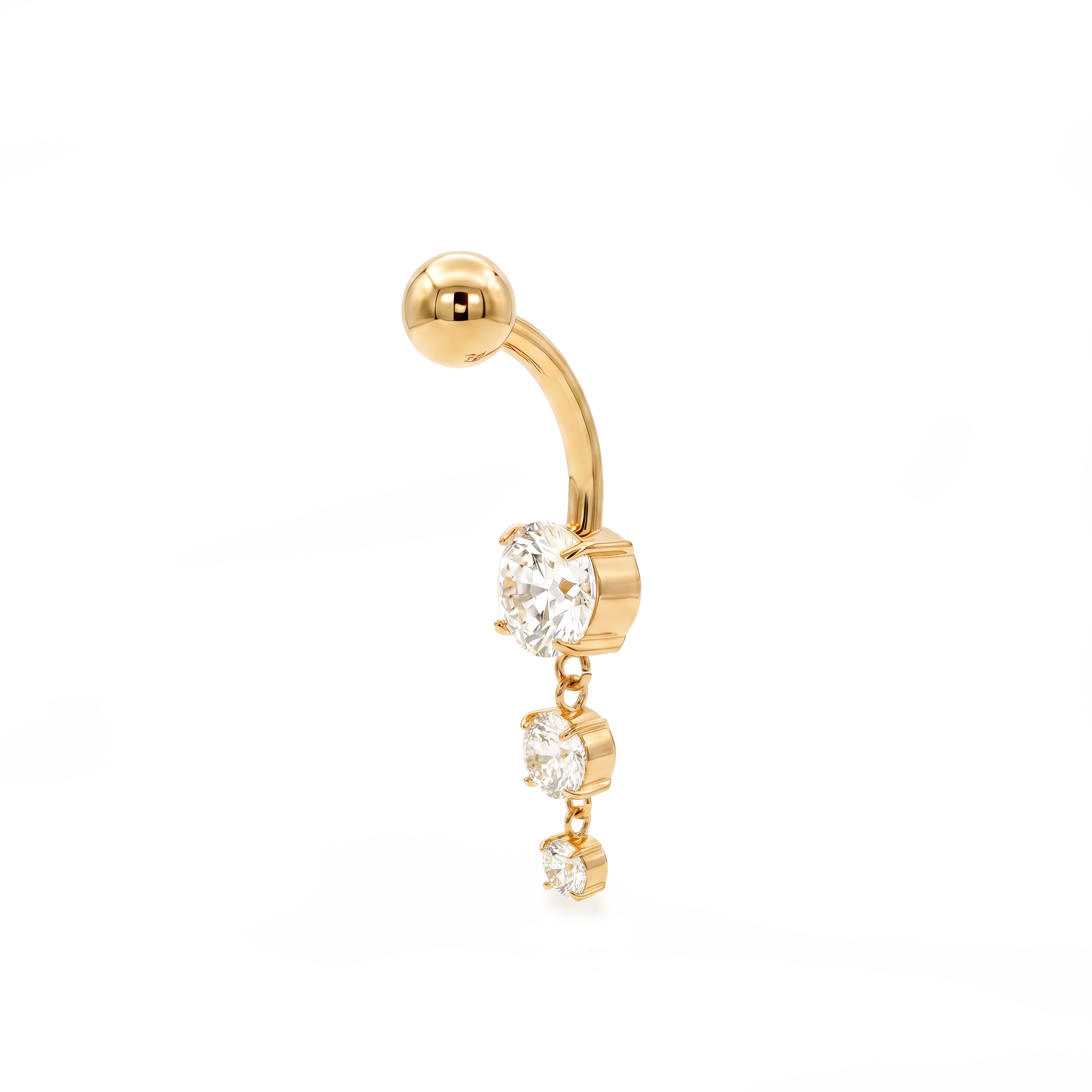 Triple crystal navel gold