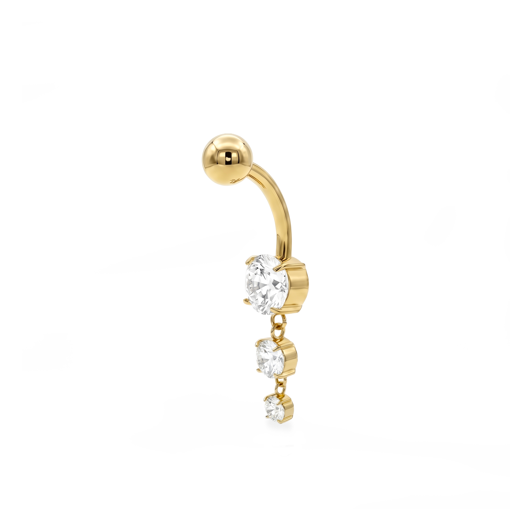 Triple crystal navel gold