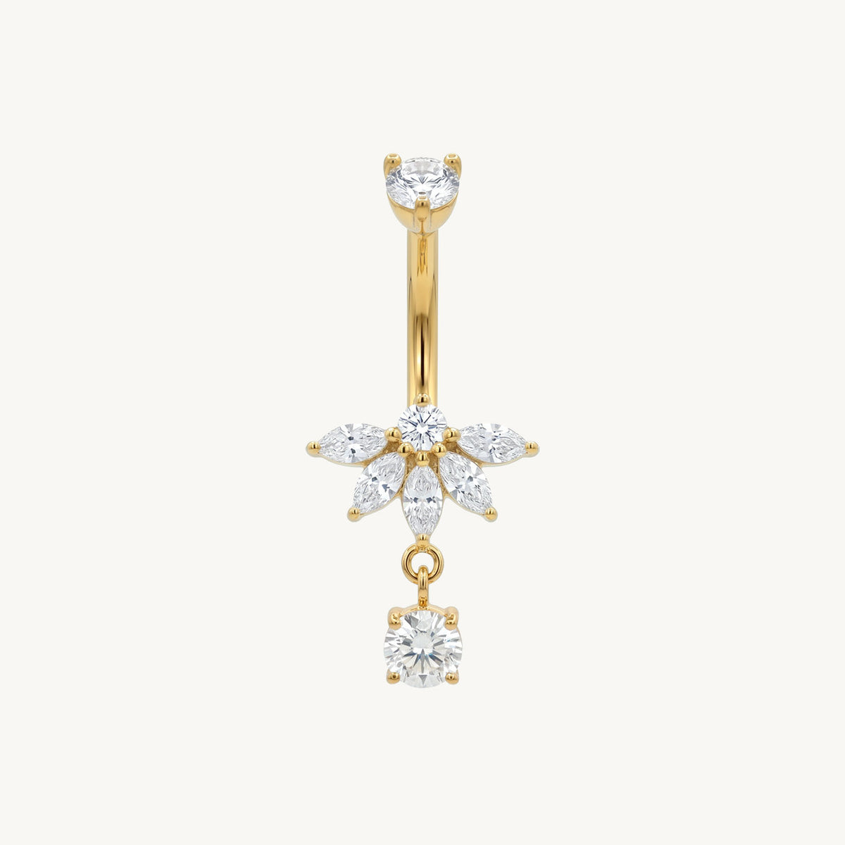 Flower crystal navel gold