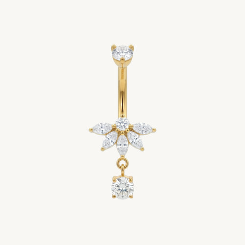 Flower crystal navel gold