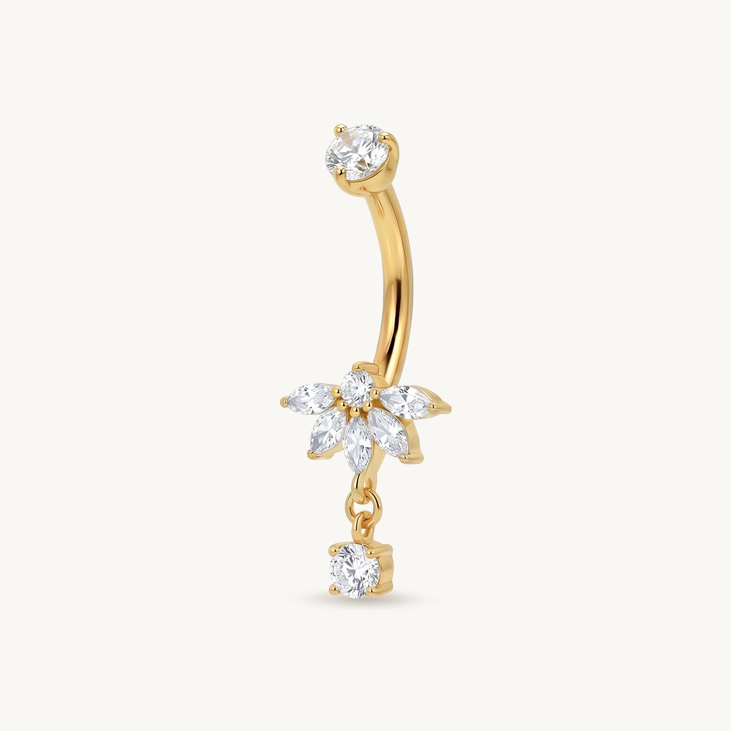 Flower crystal navel gold