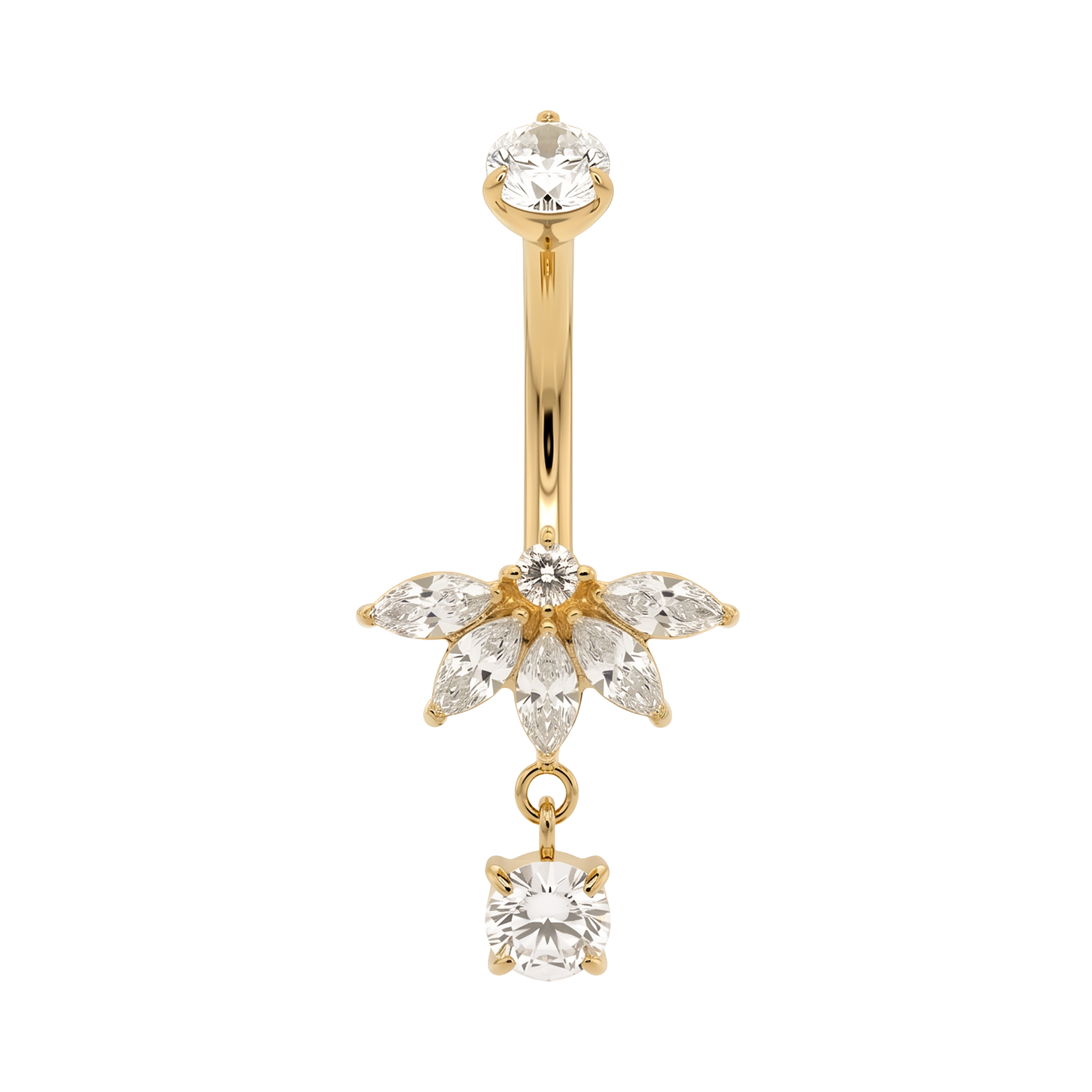 Flower crystal navel gold