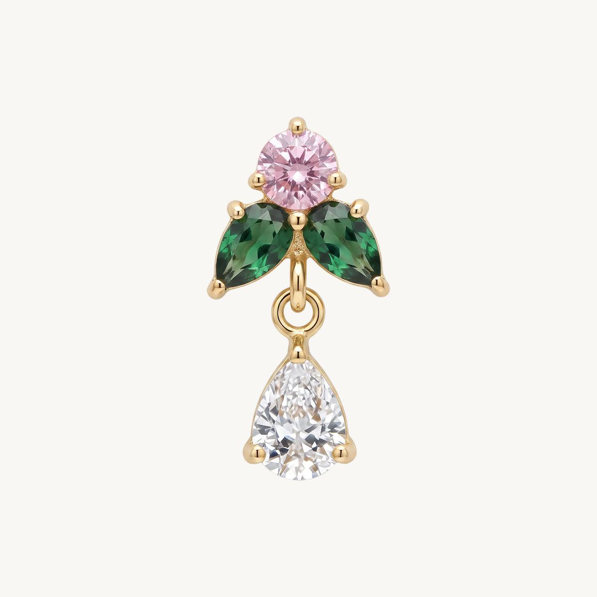 Green petal teardrop gold